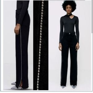 ZARA BLACK WIDE LEG REINSTONE JEANS
